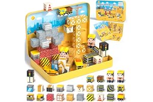 Axirata 60PCS Mini Magnetic Blocks Travel Toy for Kids, Mini Magnetic Tiles Building Cubes with Portable Iron Box, STEM Const