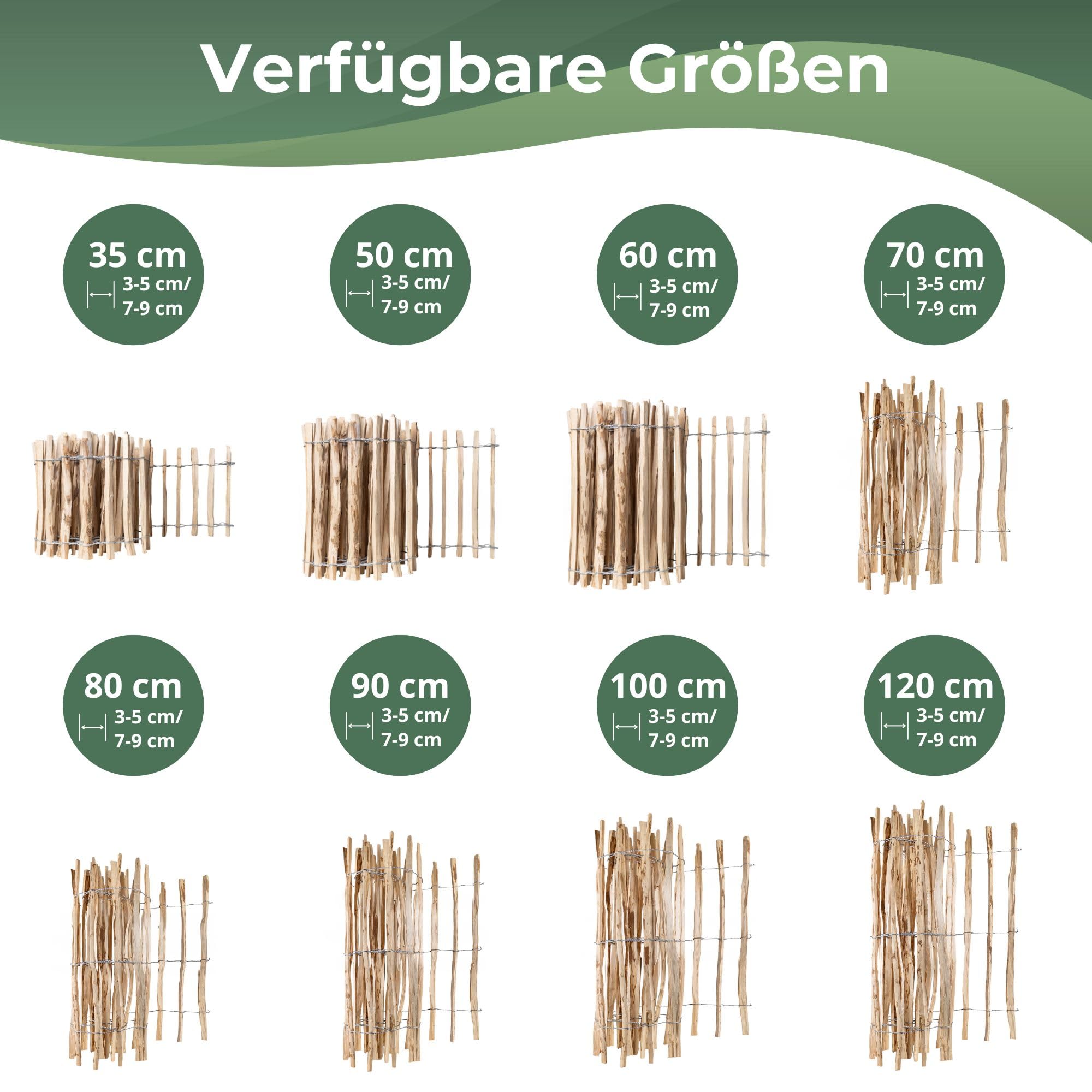 Creative Home Staketenzaun 80cm hoch und 5m lang | Lattenabstand 7-9 cm 3