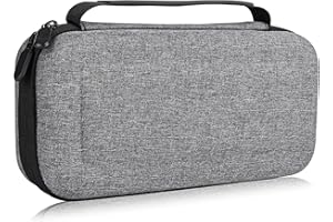 innoAura Switch Case for NS Switch (2017), Hard Shell Portable Case with 10 Game Card Holders, Shockproof Protection, Double Zippers & Mesh Pocket, Gray