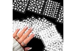 SPLOCUDU 30 Sheets Christmas Nail Art Stickers Decals 3D Self-Adhesive Snowflake Nail Stickers White Snowmen Santa Claus Elk Nail Supplies New Year DIY Nail Decals