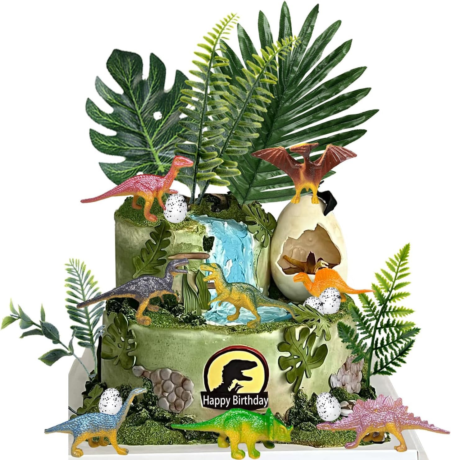 18 Dinosaur Birthday Cake Decorations Jungle Animal Theme Birthday Party Boy's Cake Decorations Dinosaur Eggs Jungle Leaves