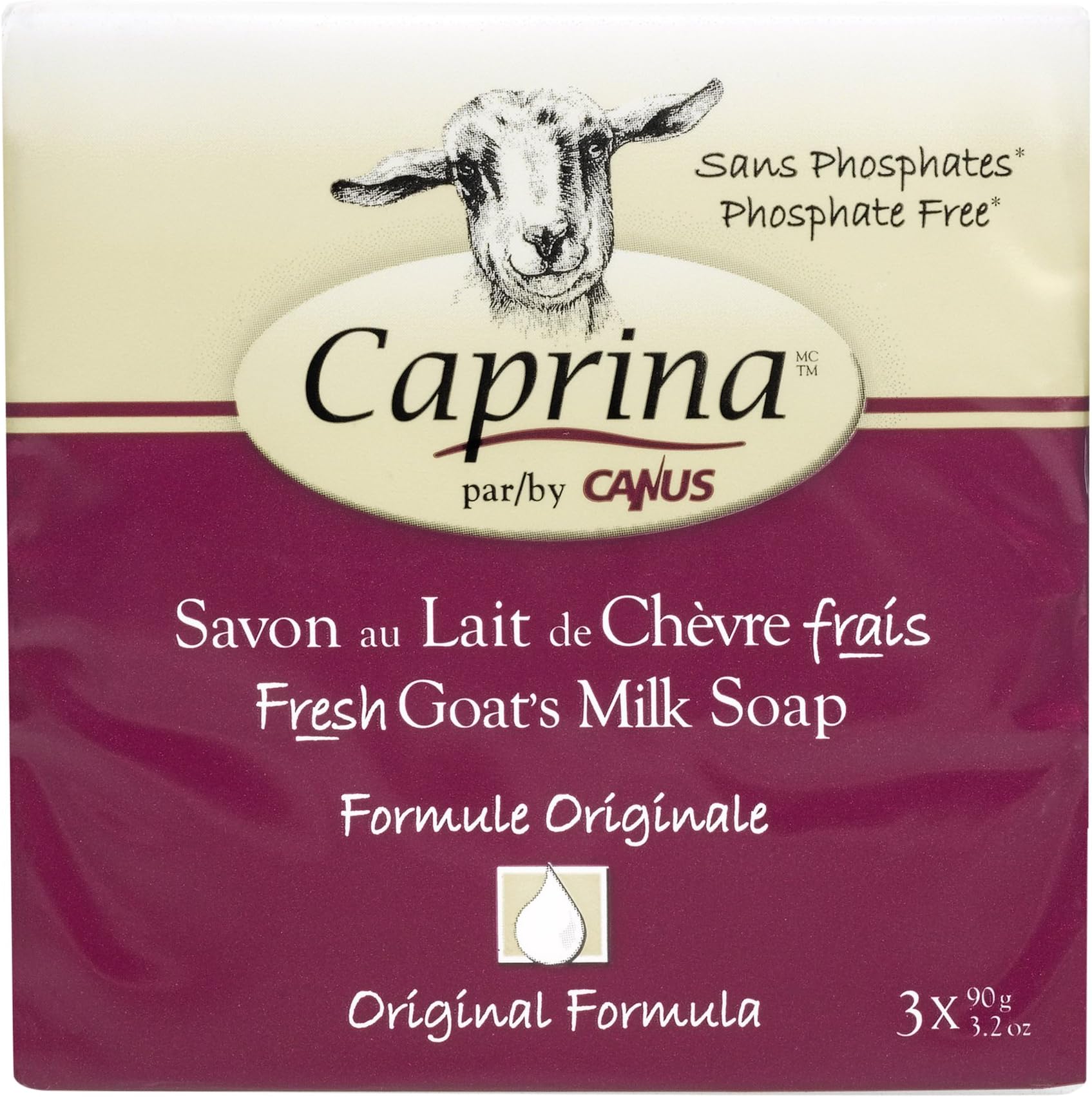 Caprina Canus Original Formula Fresh Goat's Milk Soap, 6 bars 3.2 oz each