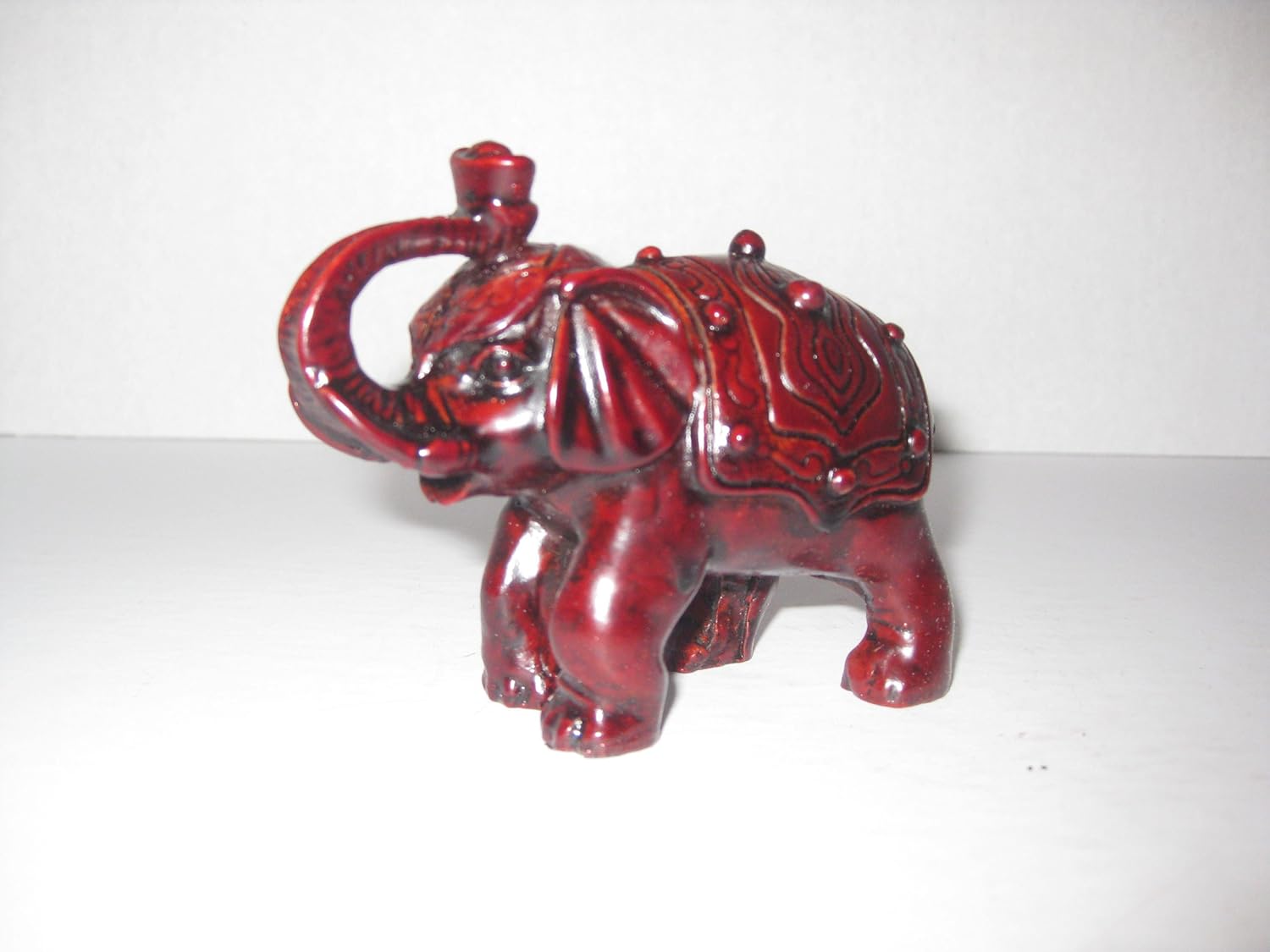 Red Resin Elephant Statue Sculpture W/free hanging chinese coins