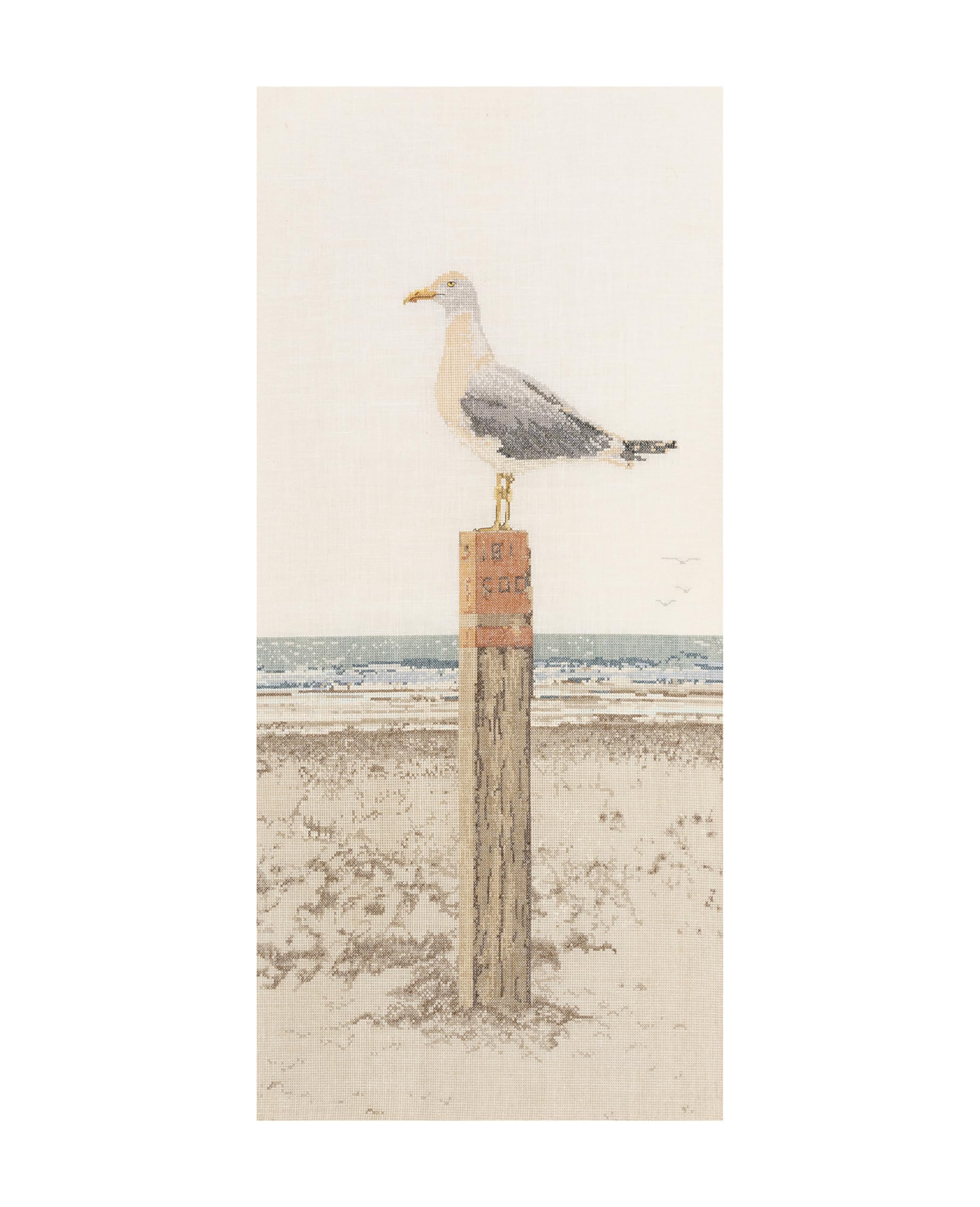 Thea Gouverneur - Counted Cross Stitch Kit - Seagull - Linen - 32 Count - Embroidery Kit for Adults - DMC Embroidery Threads and Other Cross Stitch Supplies Included - 1062