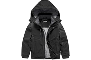 Pursky Boy's Waterproof Ski Jacket Kids Winter Snow Coats Fleece Raincoats Parka