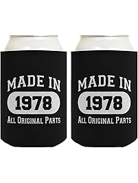 Made in 1978 40th Birthday Gift 2 Pack Can Coolies Black
