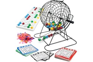 Royal Bingo Supplies Jumbo 12" Tall Bingo Game Set for Adults, Seniors, Family & Kids - 100 Cards 500 Chips 75 Balls, XL Roller Cage & Board