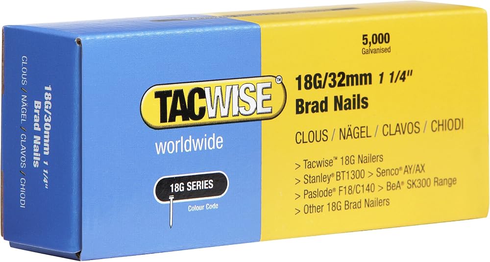 Tacwise 0398 18G 32mm Galvanised Brad Nails Pack of 5000