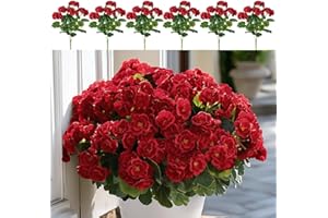 Alupssuc 6 Bundles Artificial Flowers for Outdoors Decoration Silk Geranium, UV Resistant Artificial Outdoor Fake Plants, Fau