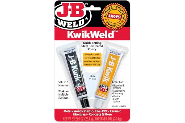 J-B Weld 8276CAN KwikWeld Quick-Setting Steel-Reinforced Epoxy 2 oz – Two-Part Cold-Weld Adhesive Twin Tubes for Metal and Mu