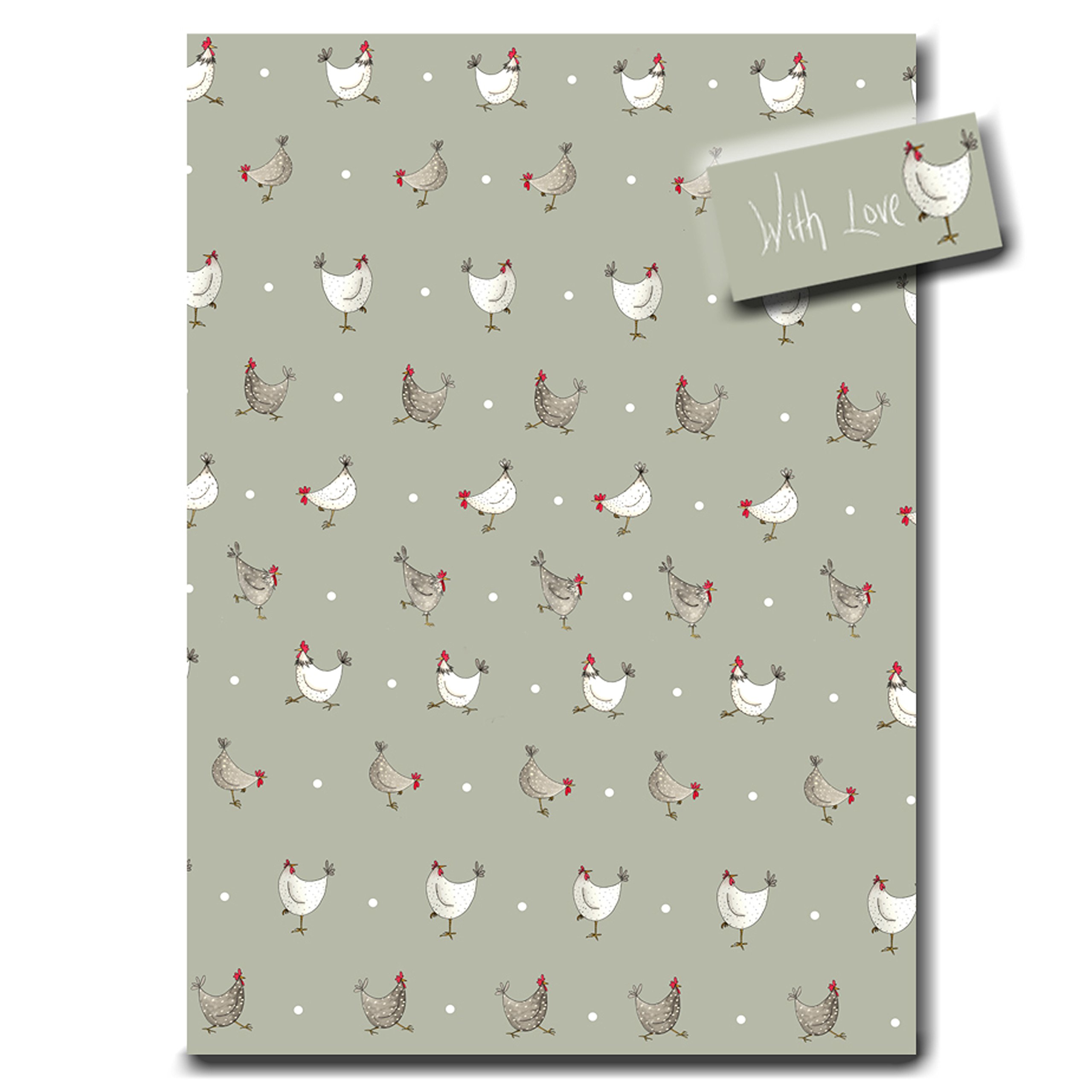 Buy Chicken Wrapping Paper Multi Chicken Gift Wrap Sage Green