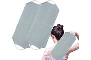 2X Back Body Scrub Towel with Handles,Back Scrubber Towel | 18 X 8 Inches Fast Drying Nylon Stretchable Pull Strap Wash Cloth