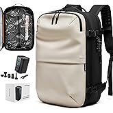 BlackVoyage Vortex Vacuum Seal Travel Backpack 60L Expandable Air Compression System Water Resistant TSA Lock Carry-On Suitcase Luggage White AERO - Vacuum Pump Included