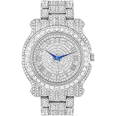 Charles Raymond Bling-ed Out Ultimate Hip Hop Royalty Mens Watch w/Easy Reader Roman Numeral or Iced Out Diamond Time Indicators - Bright Colored Dials - L0504