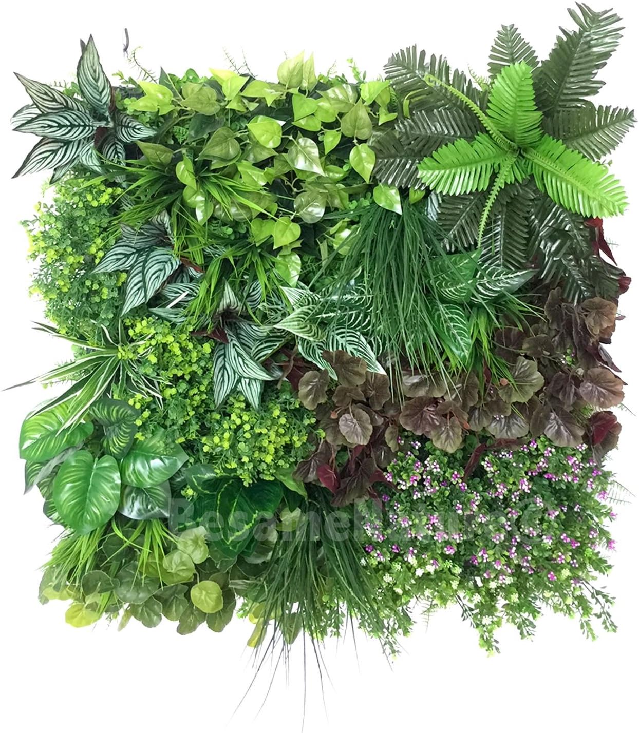 BESAMENATURE Artificial Vertical Garden 3D Green Plants Wall Panels/real touch Plants Mats, Style A 32" L x 32" W Panel, Pack of 1