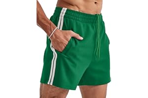 Ouber Men’s 4’’ Bodybuilding Shorts – Retro Striped Gym Shorts for Training & Workout