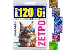 zetpo Glitter Cat Nail Caps | Cat Claw Covers | with Adhesives and Applicators (6X Glitter | 120 pcs, S)