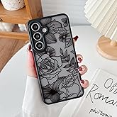 XIZYO for Samsung Galaxy S25 Plus Case, Floral Rose Cute Phone Case for Women Girls Aesthetic Pattern Print Slim TPU Bumper Cover Shockproof Protective Cover for S25 Plus, Black