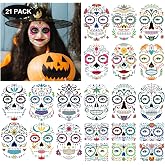 Partywind Day of the Dead Temporary Face Tattoos for Kids Adults | Halloween Make Up, Face Tattoo Stickers, Party Decorations, Costume Accessories, Party Supplies