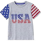 Toddler Boy Girl 4th of July T-Shirt American Flag Tee Kids Patriotic Outfit Short Sleeve Shirt Tops 2-7T