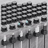 48 Pack Magnetic Cable Clip Organizer Cord Holder, Picozon Adhesive Cable Management, Wire Phone USB Charger Cable Holder, Keeper Organizer for Office Home Desktop Table - Black