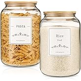 CYYKDA 108oz Large Glass Jar With Lid- Glass Jars Kitchen Canisters With Airtight Bamboo Lids- Food Storage Containers For Flour Sugar Cereal, Egg, Cookie-2 Pack