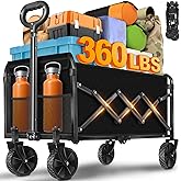 Wagons Carts Foldable, Lightweight Folding Wagon, 360lbs Utility Cart | Collapsible Wagon Cart With 360&deg; Swivel Wheels And Compact Storage For Shopping, Camping, Sports &amp; Garden.