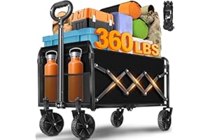 LIAPOTT Wagons Carts Foldable - Collapsible Wagon Cart with Wheels Foldable - Folding Utility Heavy Duty Wagons Carts for Grocery Camping Sports Shopping Garden