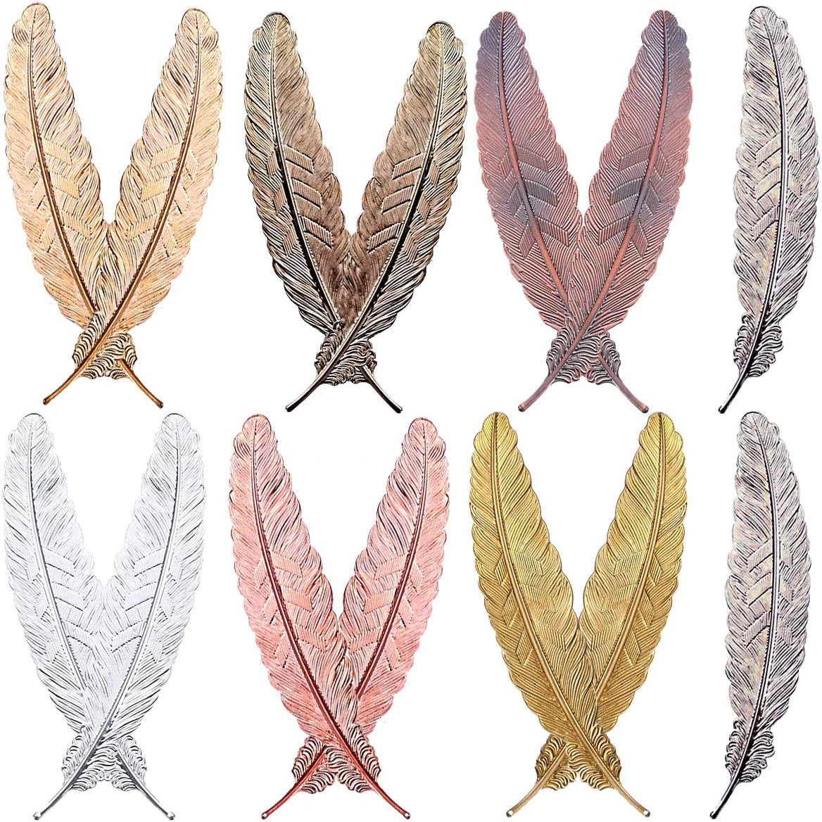 14 Pieces Metal Feather Bookmarks, Metal Book Mark, Feather Shape Bookmark for Adults and Kids, Simple Elegant and Thin