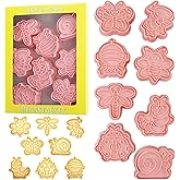 Insect Cookie Cutters Set 3D Cute Bee Dragonfly Ladybug 8 Pcs Cookie Cutter with Cookie Stamps for Baking (Insect)