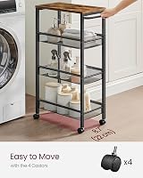 VASAGLE 4-Tier Trolley Space-Saving Kitchen Cart 22 cm Deep Steel Frame view 4