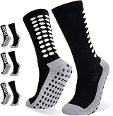 Zuimei 3 Pairs Grip Socks for Men Anti-Slip Football Sports Black Blue White view 6