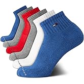Tommy Hilfiger Mens Quarter Socks - 6 Pack Athletic Performance Stretch Moisture Wicking Cushioned Ankle Socks for Men