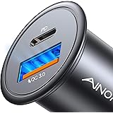 USB C Car Charger Super Mini iPhone 12 Car Charger 36W PD&QC 3.0 Dual Port AINOPE Fast Car Adapter All Metal Compatible with 