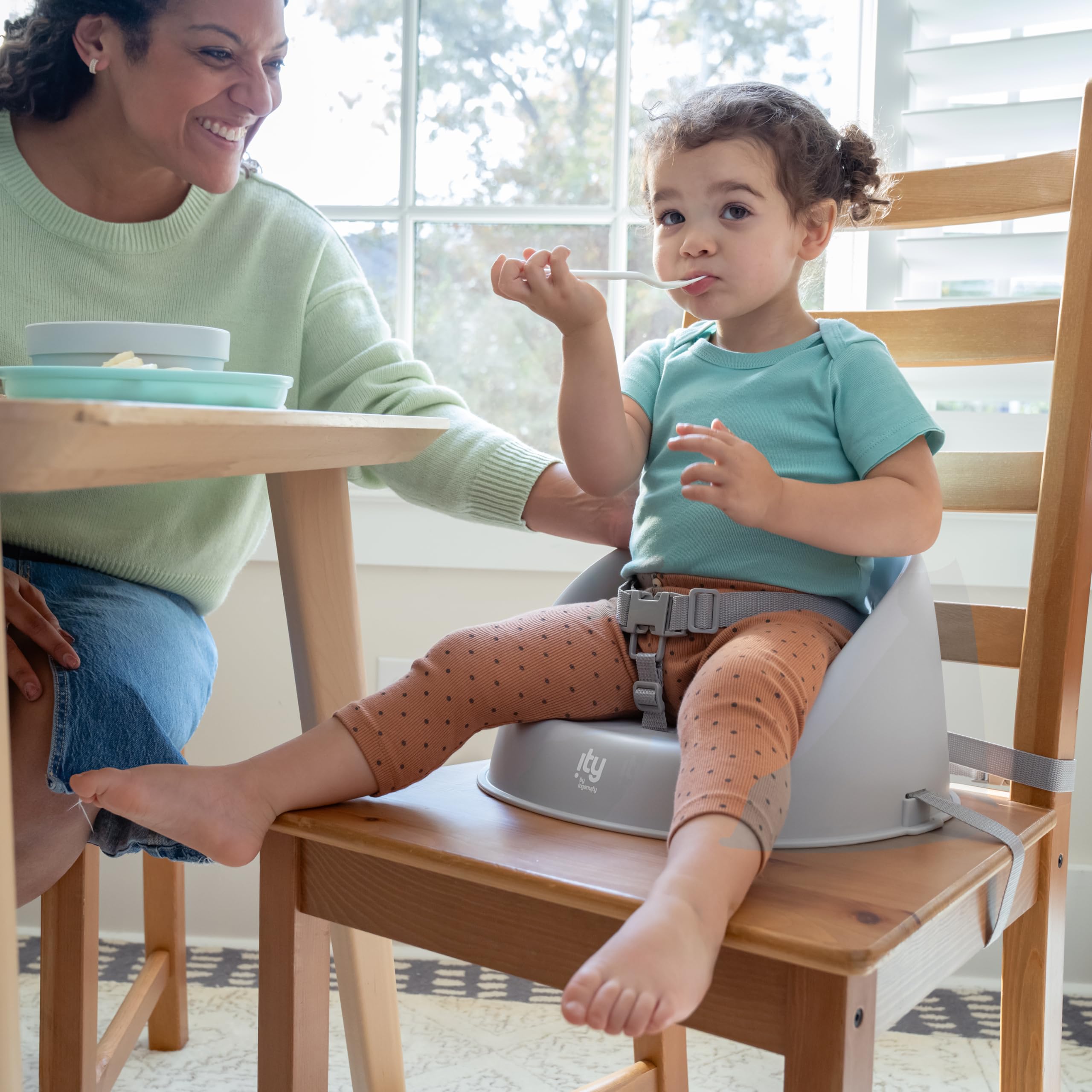 Ingenuity: ity by Ingenuity My Spot Easy-Clean Baby Booster Feeding Chair, 3-Point Harness, Washable Removable Straps - Grey, User Age Range: 6 - 60 months, Requires Assembly
