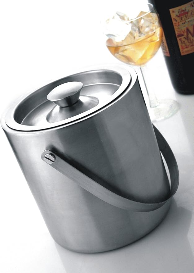 Kosma Matte Stainless Steel Double Wall Ice Bucket with Ice tong 15 x