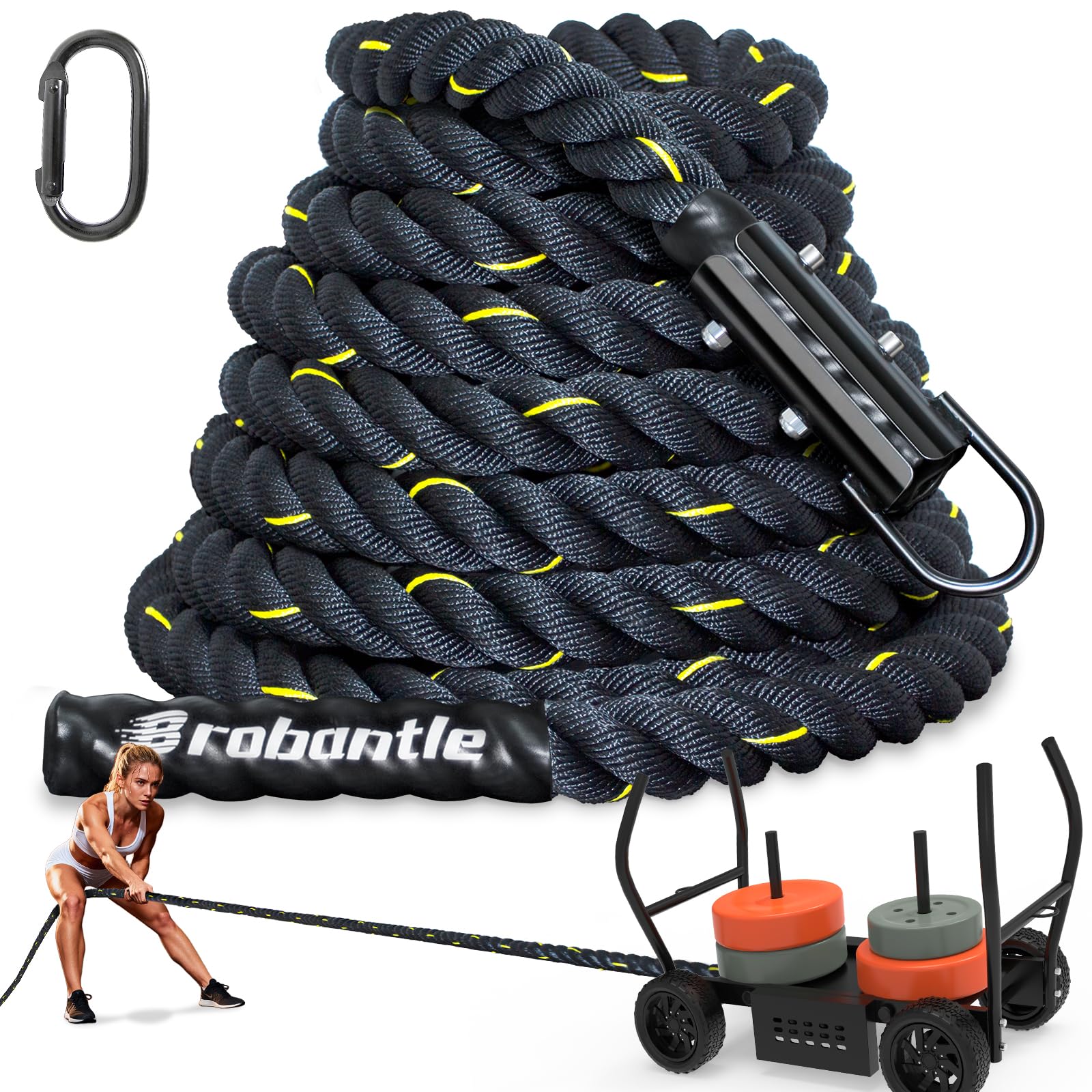 Photo 1 of Brobantle Weight Sled Pulling Rope 50FT, Trainer Physical Training Strength Rope for Workout Sled,Tire Pulling Workout, Fitness Resistance,Football Exercise Equipment for Men and Women