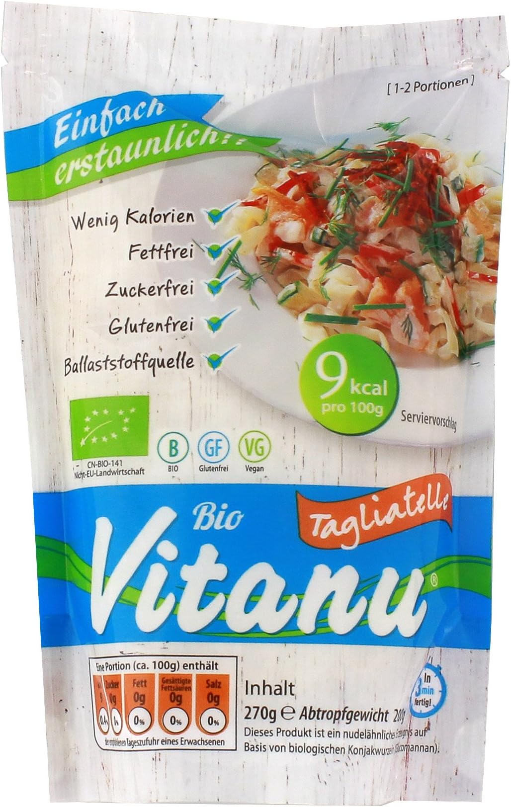 VitanuOrganic Shirataki Pasta Tagliatelle - 1 x 200g