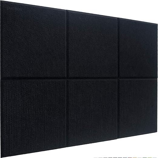 Acoustic Panels Black Polyester Sound Proof Padding Beveled Edge Tiles