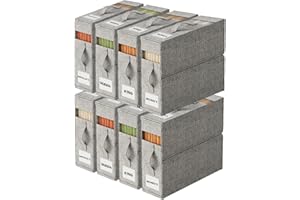 ActCosy 8Pack Sheet Organizers and Storage with Handles – Foldable Linen Closet Storage for King & Queen Sheet Sets – Clear Window & Removable Labels – Dustproof & Space-Saving Design, 8Pack, Grey