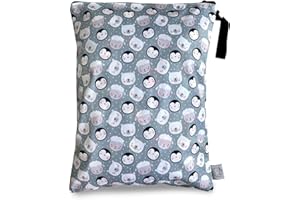 FLOCK THREE Washable and Reusable Wet Bag Diaper Bag Water Resistant Swimming Bag Pouch, Yoga Gym Bag, 12.6'' x 16.5''