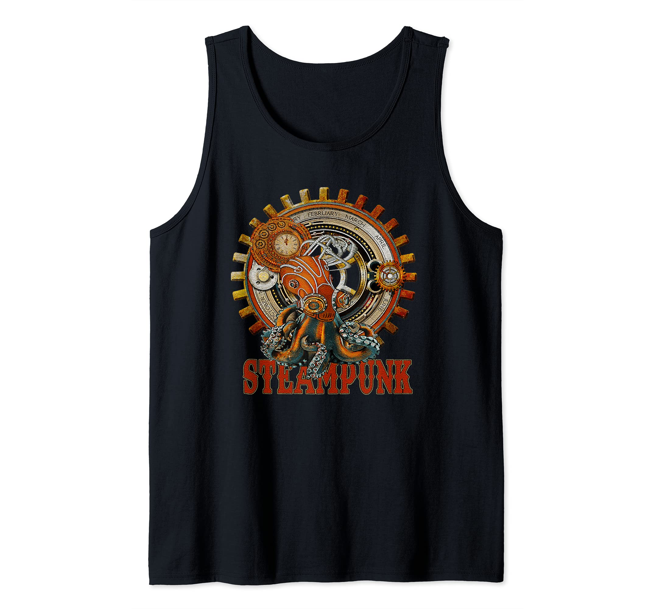 Retro Octopus Futuristic Victorian Industrial Steampunk Tank Top