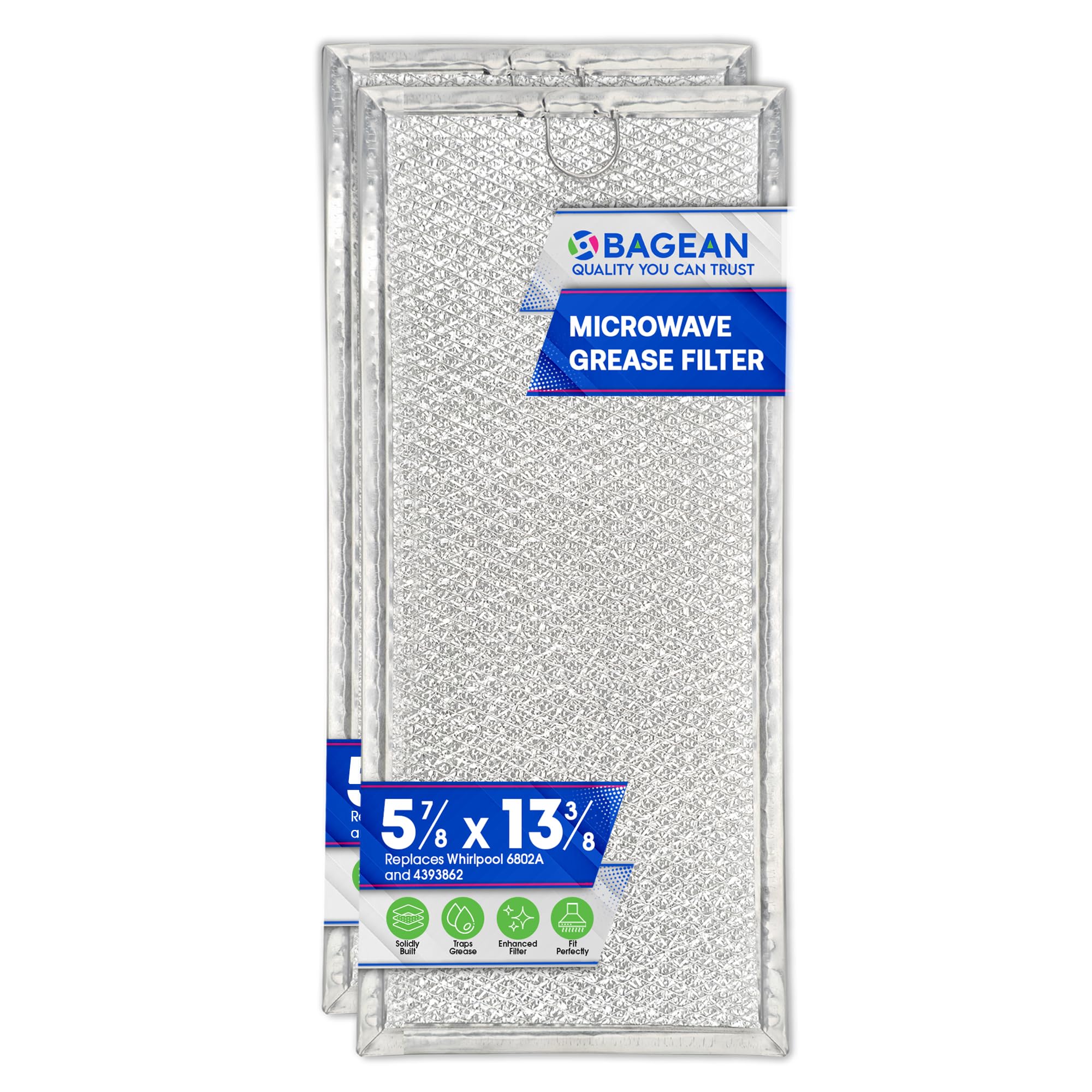 Photo 1 of Microwave Filter Replacement 13.30” x 5.85” for 6802A 4393862 Whirlpool Microwave Filter Fits Various Brands - Aluminum Mesh Screen Grease Filter - Filters Air In Over the Range Oven Vent Fan (2-Pack)
