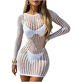 GORGLITTER Women's Sheer Beach Swimsuit Dress Cover Up Long Sleeve Summer Bathing Suit Cover Ups Swim Coverups 2025