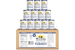 WERLING AND SONS, INC. Werling & Sons Fully Cooked Canned Turkey Meat 14.5 Oz Heat & Eat Premium Quality Recipe Ready Canned Meat for Everyday Quick Meals, Camping, Emergency Canned Food & Survival Preparedness Pack of 12