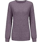 STOLKISS Women Ribbed Sweatshirt Casual Crew Neck Pullover Sweatshirt Loose Soft Long Sleeve Fall Winter Sweaters 2026
