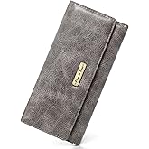 Pomelo Best Wallet Women RFID Blocking Trifold Credit Card Holder Slim Womens Wallet with Zipper Coin Pocket ID Window Grey