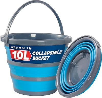 Bramble 10 Litre Collapsible Bucket Blue Grey Lightweight Space Saving