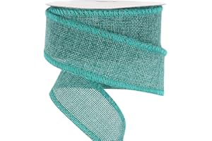 MIDI RIBBON MEEDEE Teal Wired Ribbon 1.5 Inch Wired Edge Teal Blue Burlap Roll Teal Ribbon Teal Burlap Ribbon for Christmas Wreaths, Gift Wrapping, Garland, Bows Making, Swag, Home Decorations (10 Yards)