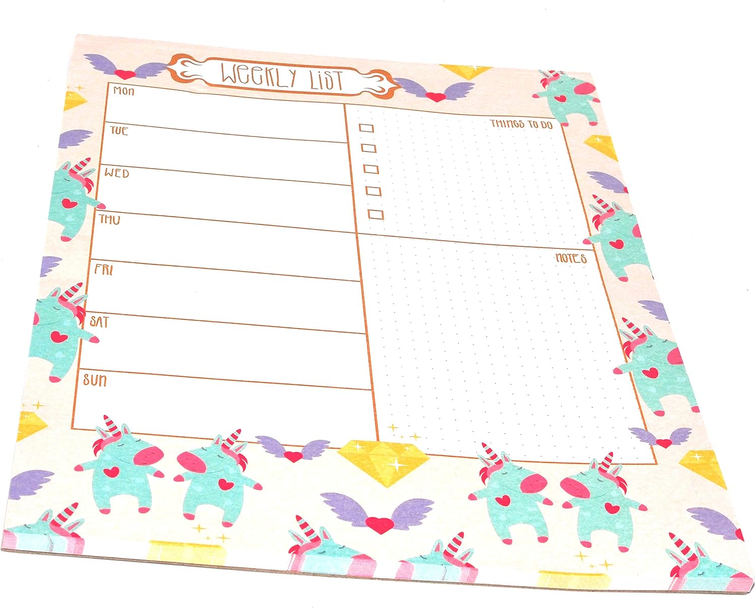 Sixstore A4 Cute Unicorn Weekly Planner Pad, 52 Sheets Week to View Schedule Organizer Notepad, To-Do List Desk Planner - Image 3
